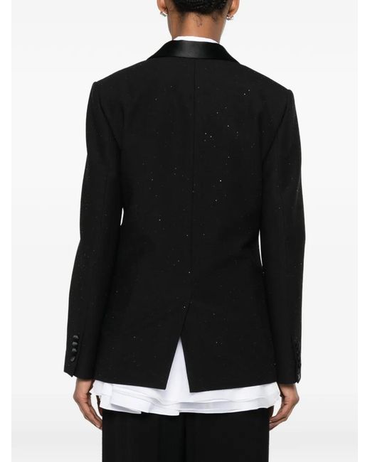 Santoni Black Blazer Brodé De Sequins À Col Châle