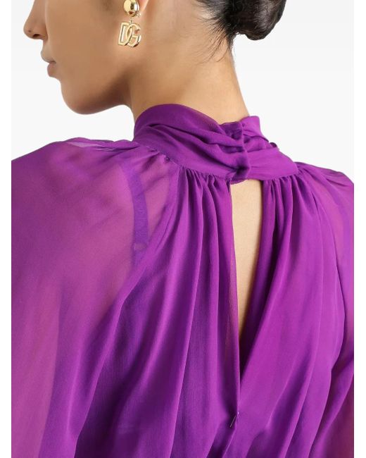 Dolce & Gabbana Purple Chiffon Draped Mini Dress
