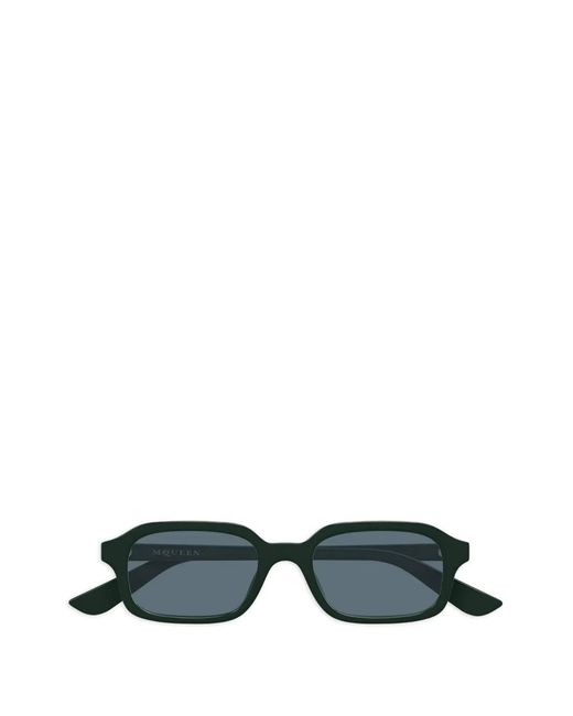 McQueen Green Rectangle-Frame Sunglasses for men