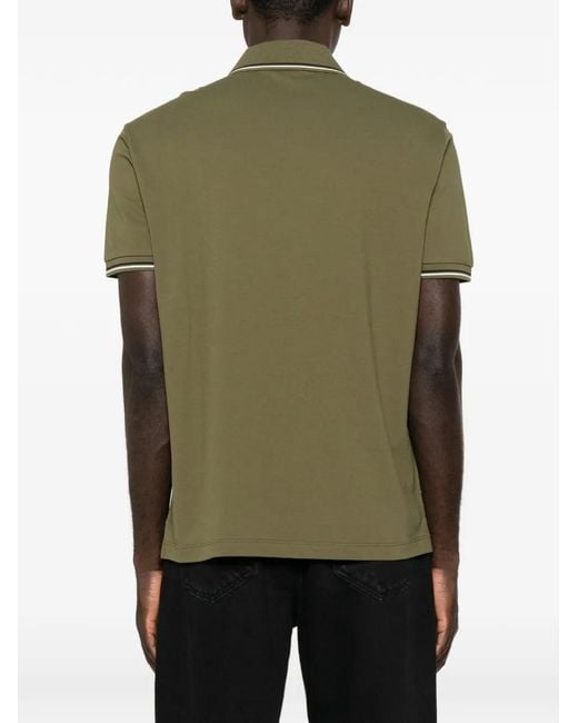 Emporio Armani Green Logo-Embroidered Tipped Polo Shirt for men
