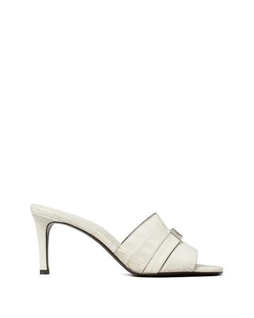 Tory Burch White Leelee Heeled Mules