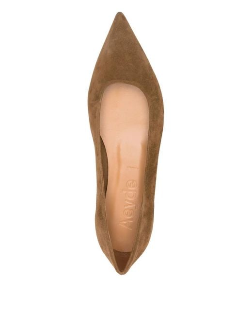 Aeyde Brown Pointed-Toe Suede Flat Pumps