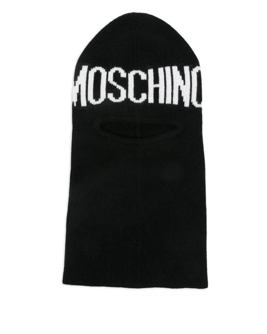 Moschino Black Logo-Knitted Balaclava for men