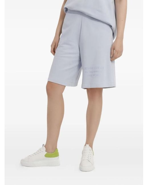 Emporio Armani Blue Logo-Embroidered Shorts