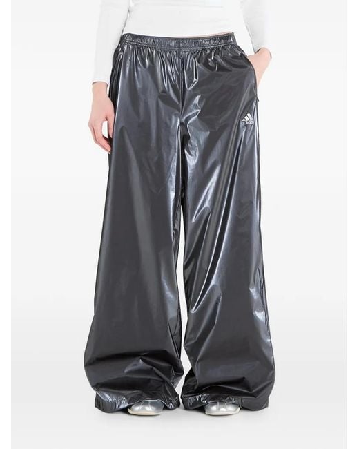 Adidas Gray Logo Wide-Leg Tracksuit Bottoms