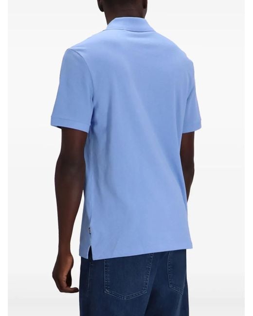Boss Blue Logo-Print Polo Shirt for men