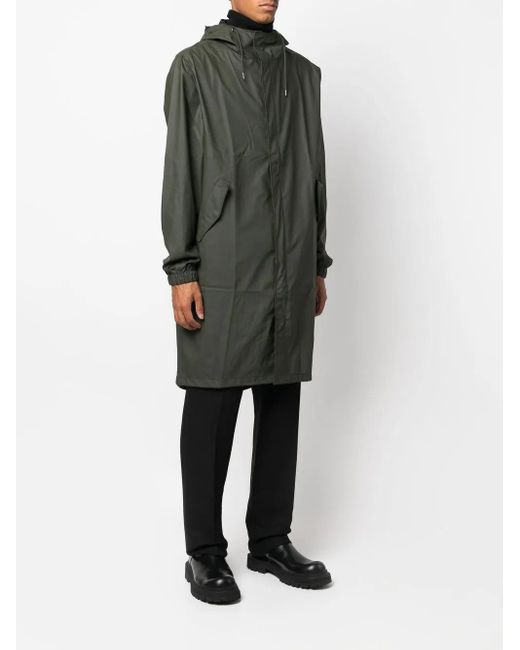 Rains Green Drawstring Hooded Raincoat