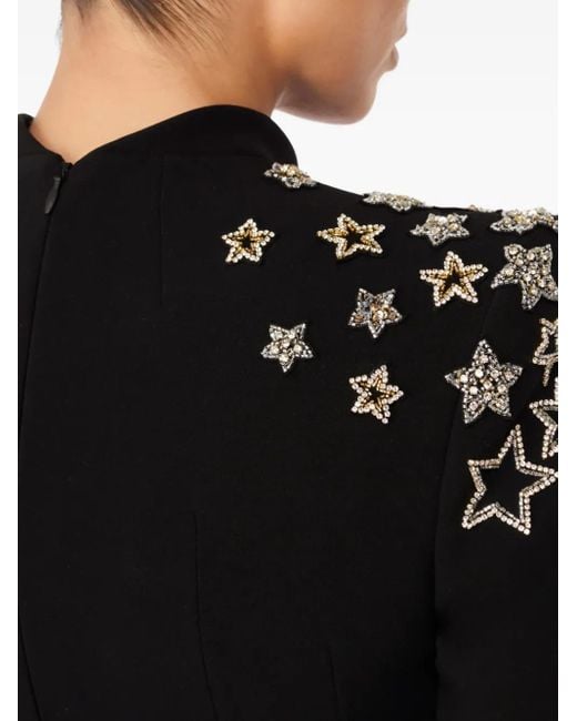 Jenny Packham Black Stehkragen-Midikleid Mit Sterndetail