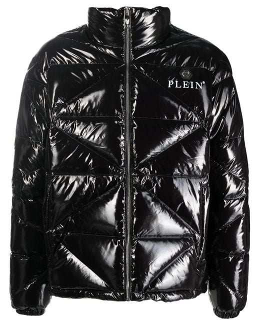 Philipp Plein Black Padded High-shine Jacket for men