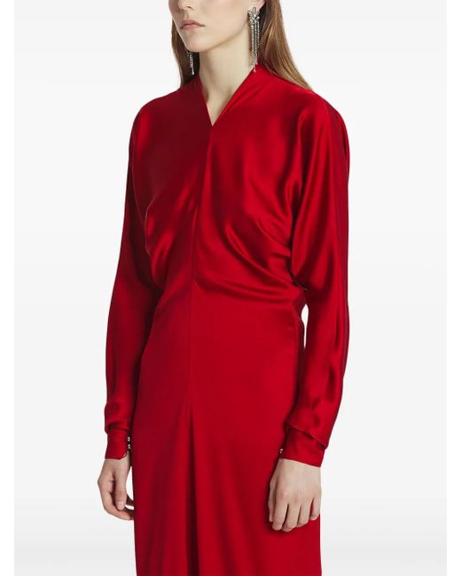 Lanvin Gesmockte Maxi-Jurk in het Red