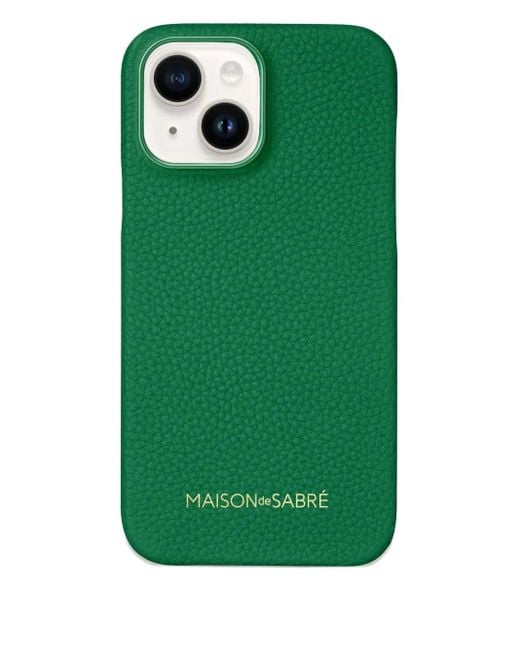Maison De Sabre Green Leather Phone Case (Iphone 15)