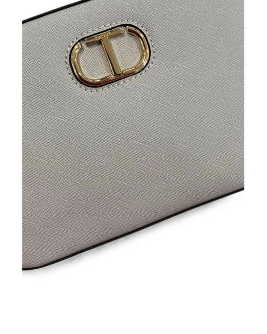 Twinset Gray Oval T Shoulder Bag
