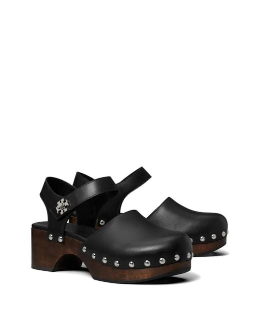 Tory Burch Black Turnlock Clogs