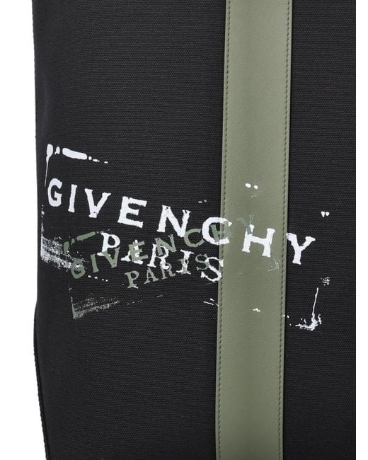 Givenchy Black Logo-Print Cotton Tote Bag for men
