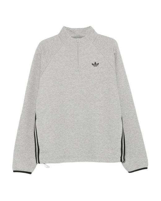 Adidas Gray Spacer Drill Half-Zip Side-Stripe Sweatshirt for men