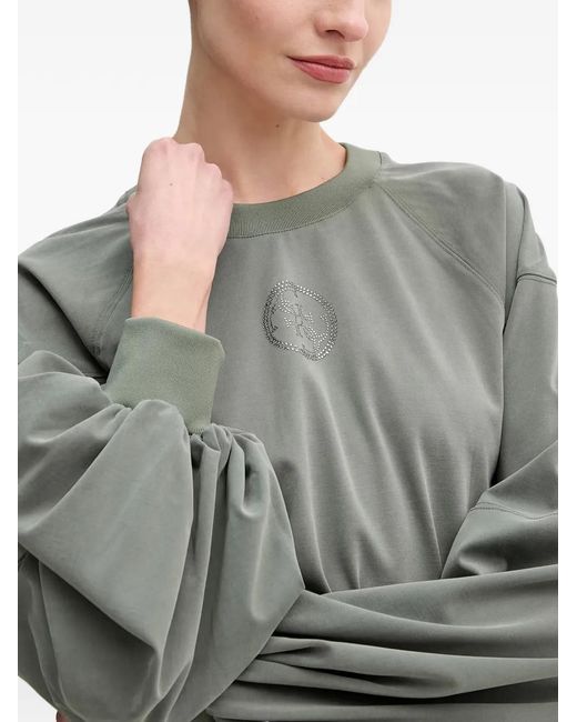 Guess Gray 4G Embellished Balloon-Sleeve Sweatshirt