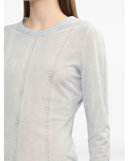 Rag & Bone White Seamed-Detail Long-Sleeve Top