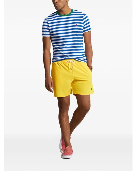 Polo Ralph Lauren Yellow Drawstring-Waist Logo-Embroidered Swim Shorts for men