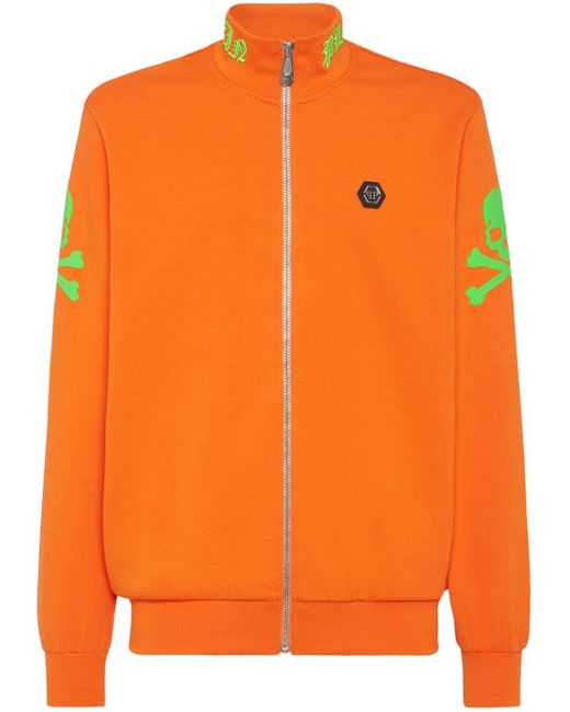 Philipp Plein Sweatshirtjacke mit Reißverschluss in Orange für Herren