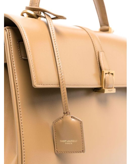 Saint Laurent Natural Medium Fermoir Leather Shoulder Bag