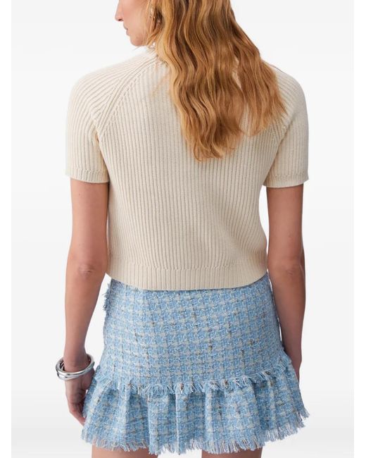 Liu Jo White Raffia-Embroidered Sweater