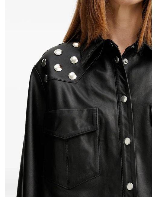 Gestuz Black Studded-Embellished Cropped Jacket