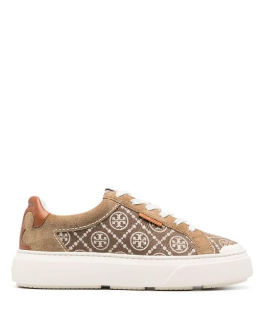 Tory Burch Brown Sneakers Double T aus Jacquard