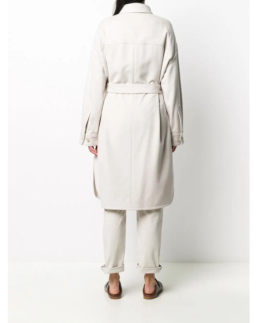 Brunello Cucinelli Multicolor Belted Denim Coat