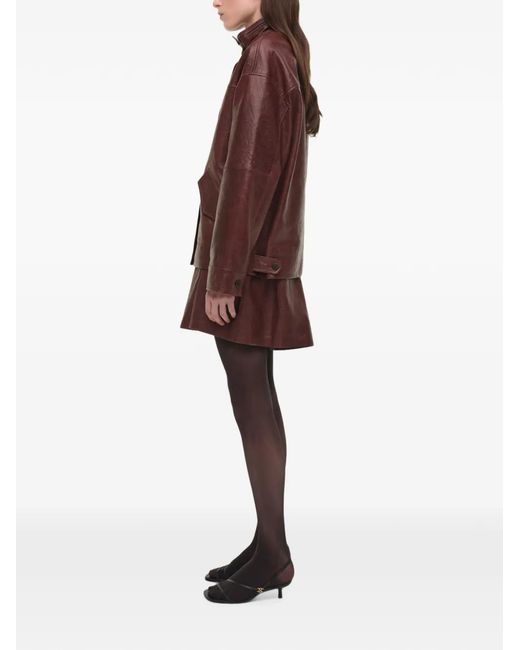 Jonathan Simkhai Brown Bryar Leather Mini Skirt
