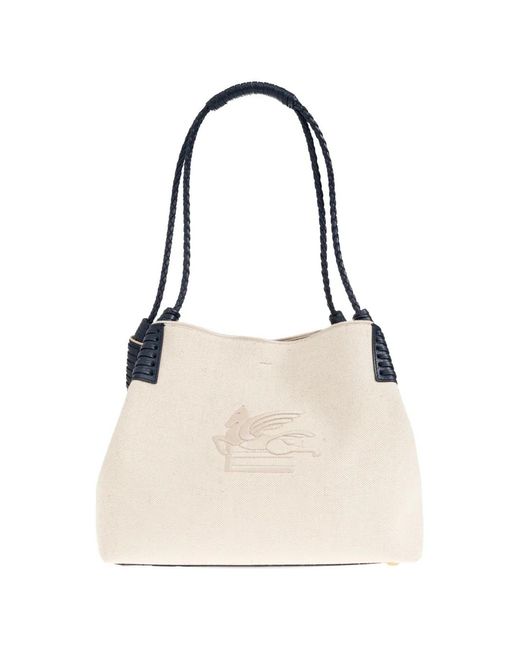 Etro Natural Medium Canvas Libra Tote Bag