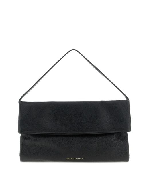 Elisabetta Franchi Black Logo-Embossed Folded Shoulder Bag