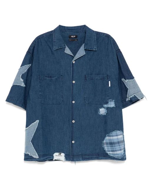 FIVE CM Blue Patchwork Shirt for men