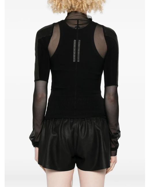 Rick Owens Black Shoulder-Panels Zip-Up Jacket