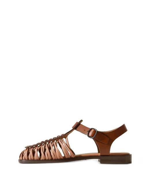Hereu Brown Alaro Square-Toe Caged Sandals