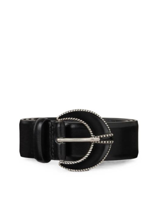 Ba&sh White Engraved-Buckle Leather Belt