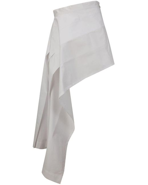 Sportmax White Draped Asymmetric Miniskirt