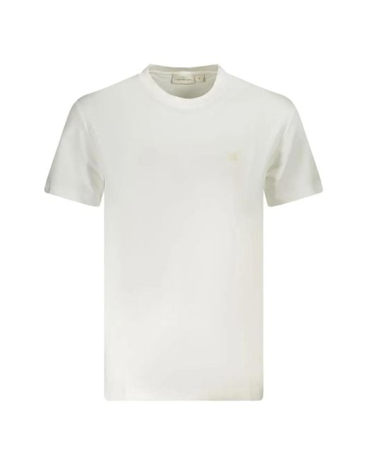 Calvin Klein White Logo-Embroidered Cotton T-Shirt for men