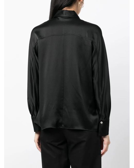 Vince Black Silk Long-Sleeve Blouse