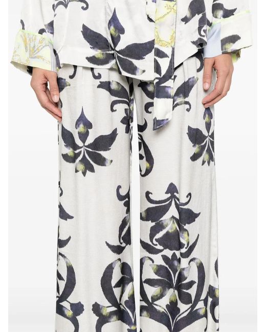 Forte_forte White Geometric-Print Trousers
