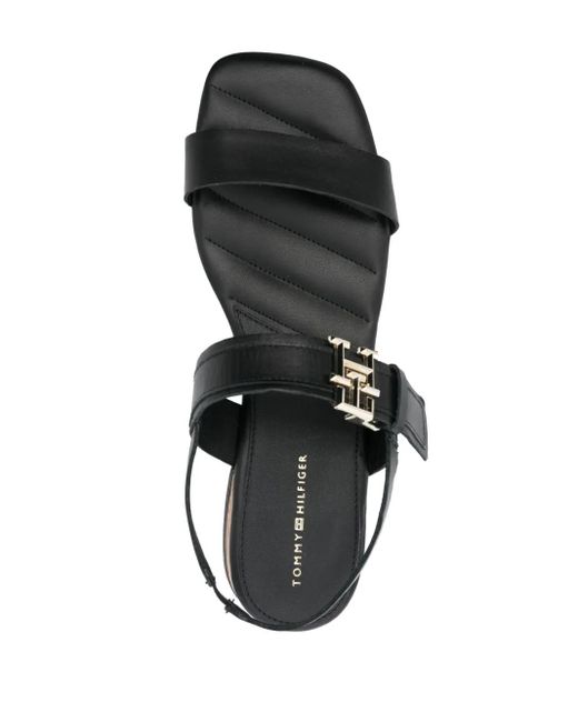 Tommy Hilfiger White Logo-Buckle Leather Sandals