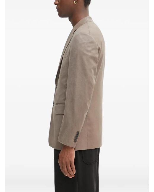 Wacko Maria Natural Herringbone Buttoned Blazer for men