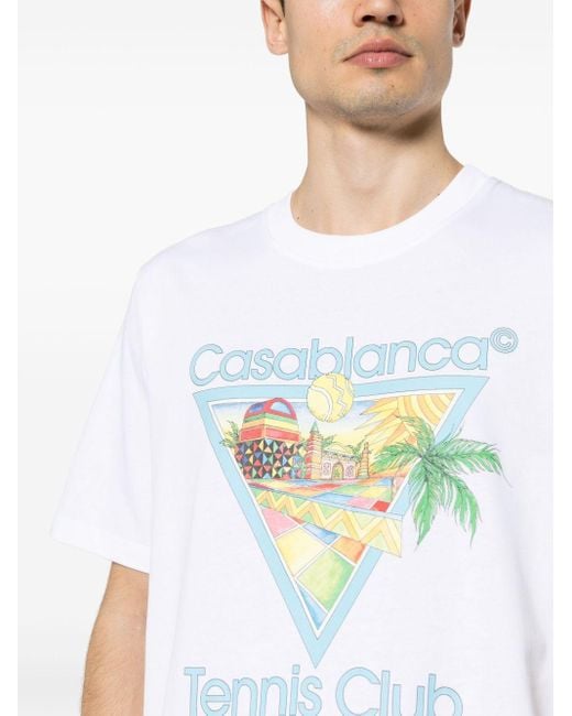 メンズ Casablancabrand グラフィック Tシャツ White