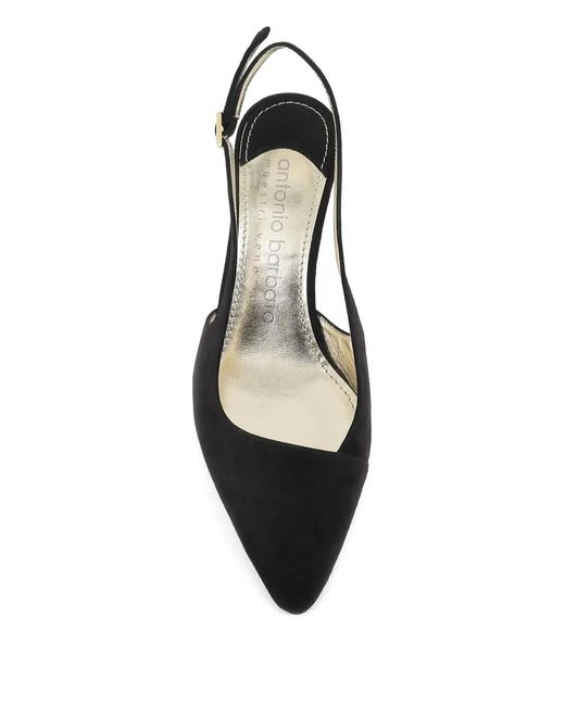 Antonio Barbato Maestri Veneziani Black Suede Slingback Pumps