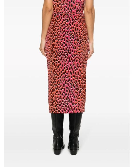 Zadig & Voltaire Red Jamelia Leopard-Print Silk Skirt