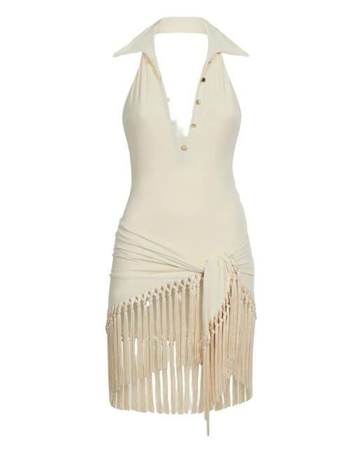 ‎Taller Marmo White Tropicana Fringe Swimsuit