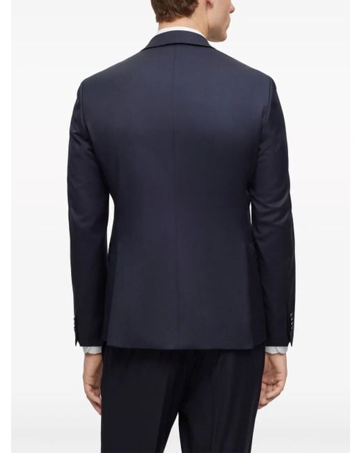 Boss Blue Virgin-Wool Single-Breasted Blazer for men