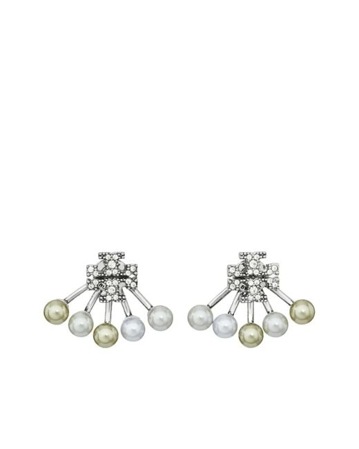 Tory Burch White Moondance Front-Back Earrings