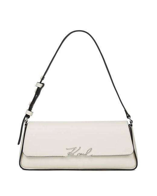 Karl Lagerfeld Metallic K/Signature Leather Shoulder Bag
