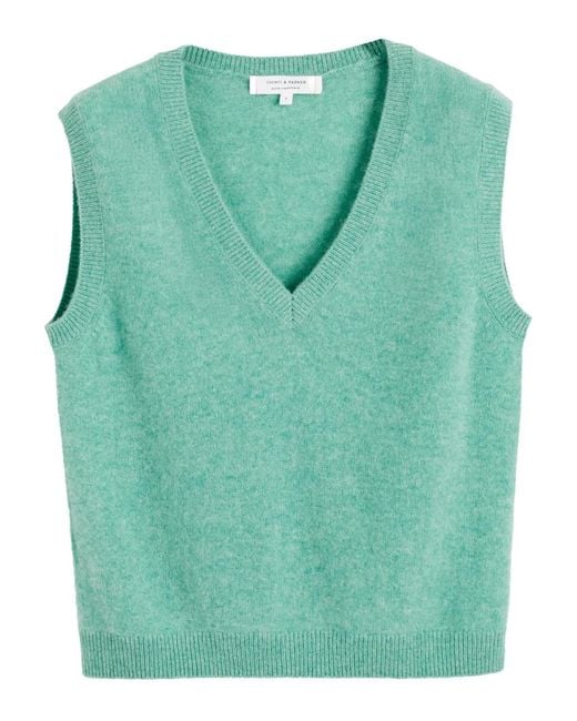 Chinti & Parker Green V-Neck Cashmere Top