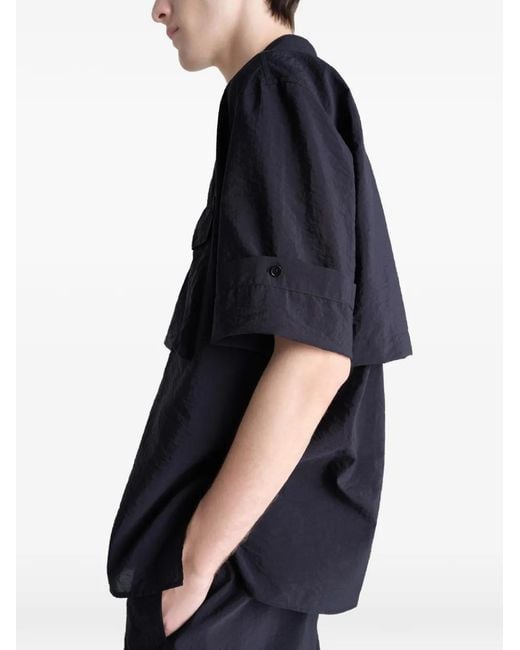 Lemaire Blue Flap Pocket Short Sleeve Shirt for men